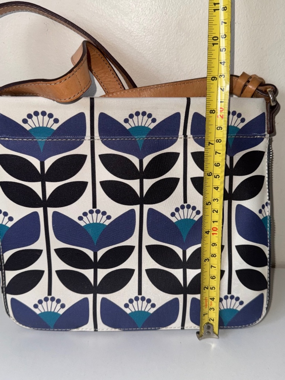 Brighton Floral Canvas Leather Crossbody Bag Flowers Blue White Charm